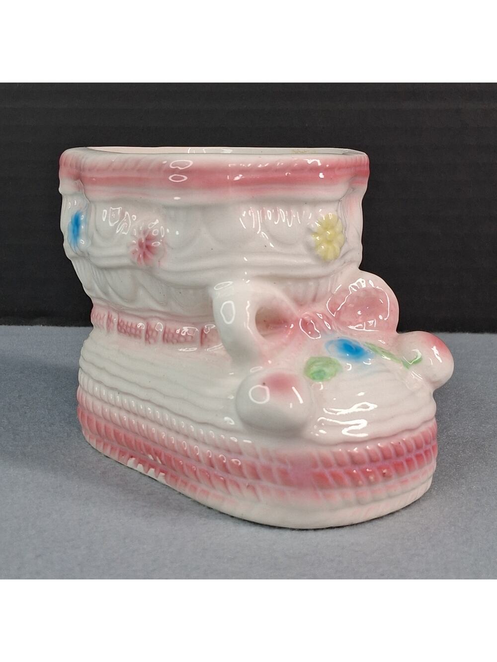 Rubens Originals Single Baby Bootie Ceramic Planter Japan Girl Pink Vintage